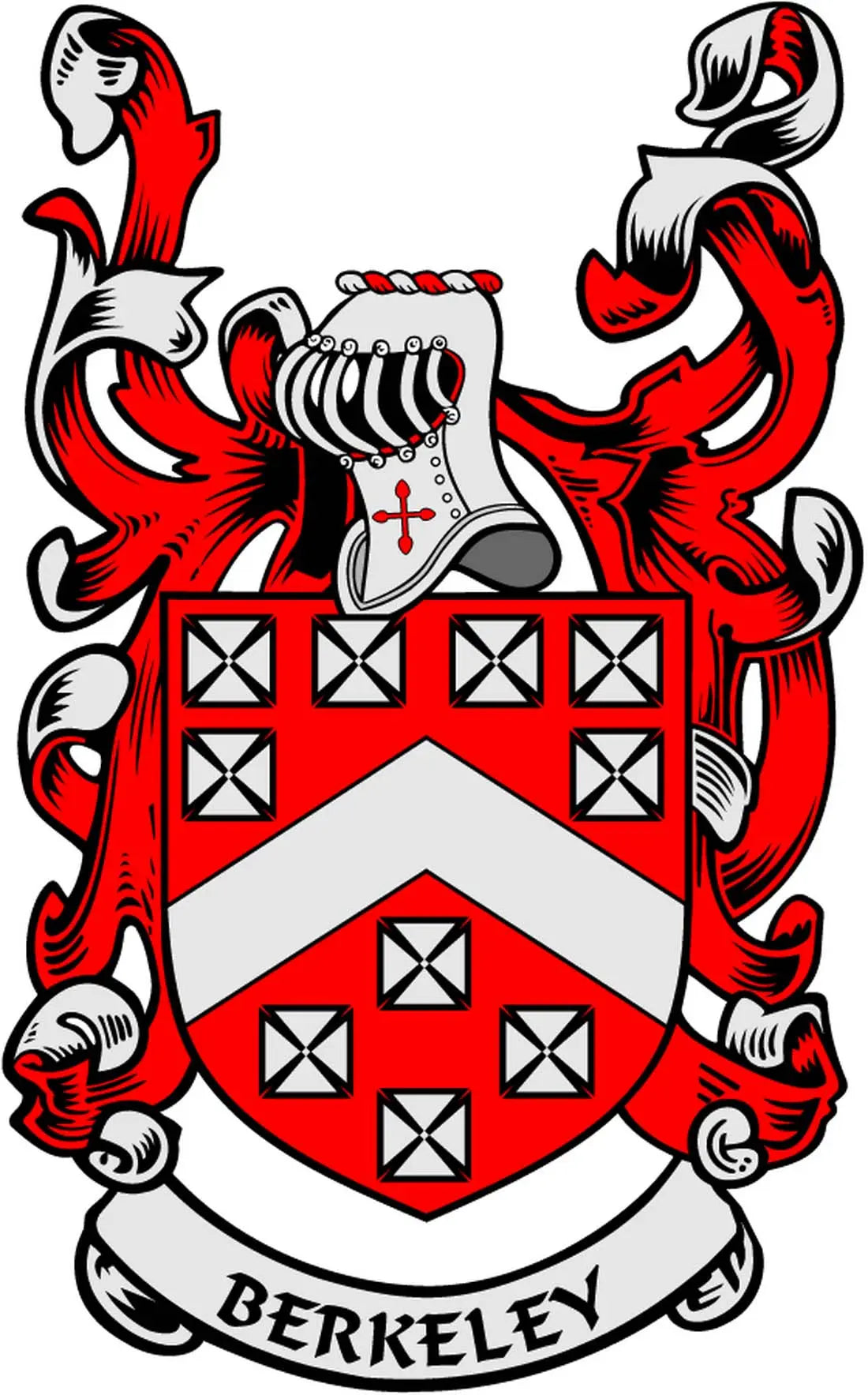 Heraldic coat of arms magnet with red-and-white shield and “BERKELEY” banner