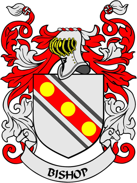 Bishop Family Crest 3" Coat of Arms Round Magnet