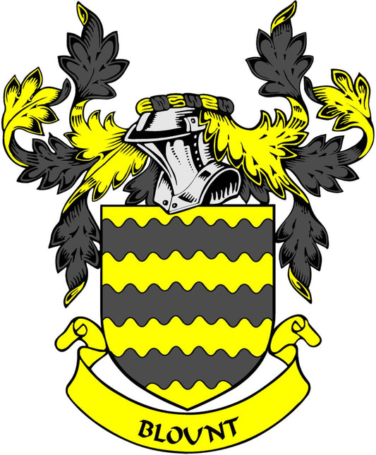 Blount Family Crest 3" Coat of Arms Pinback