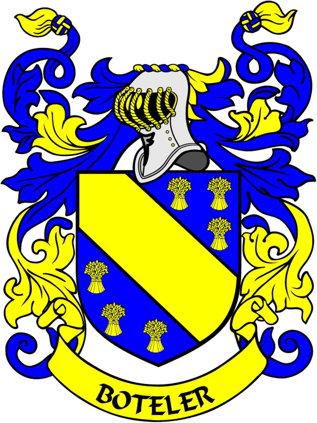 3-inch family crest arms magnet with blue/yellow shield and BOTELER text
