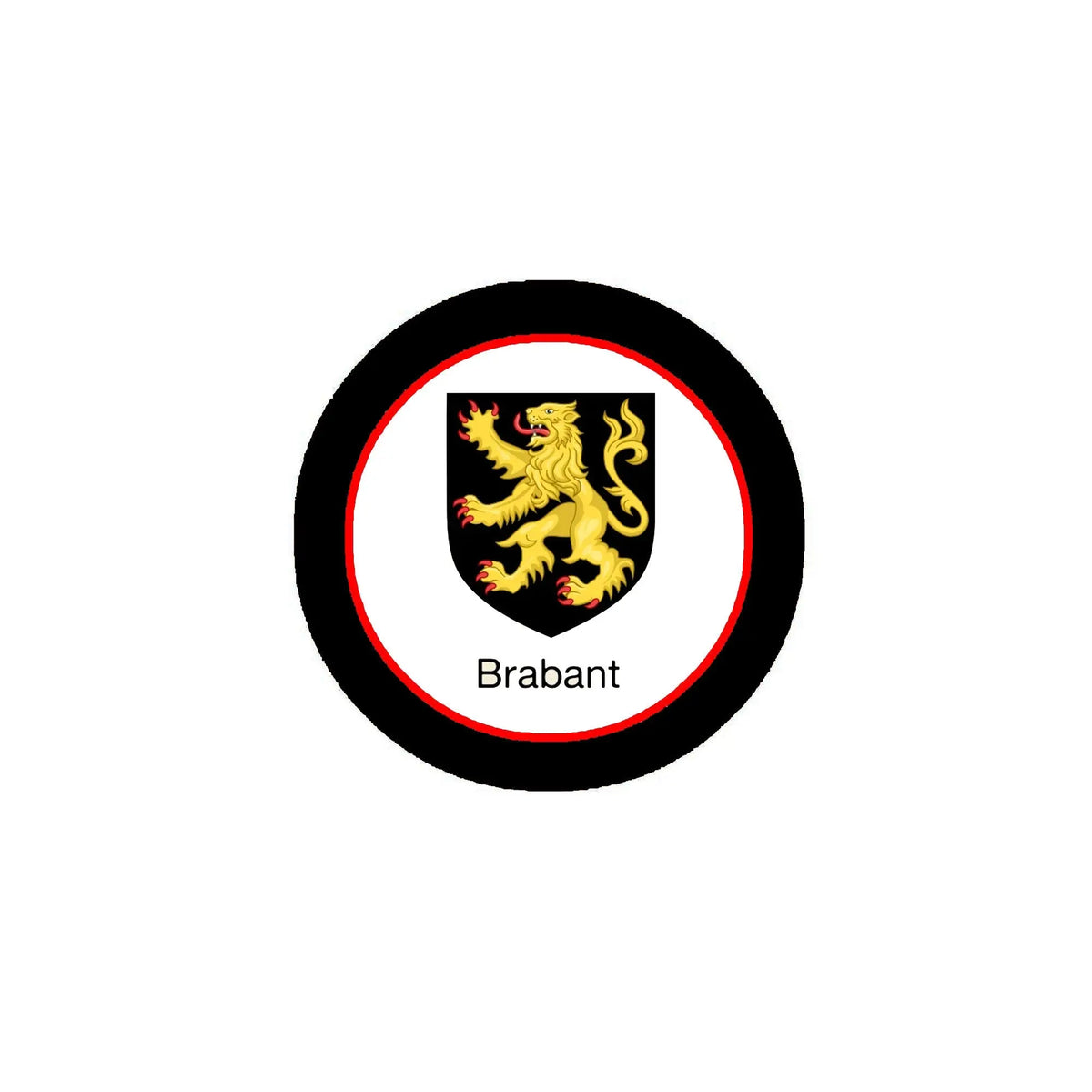 3-inch circular crest coat of arms refrigerator magnet, Brabant lion in red ring