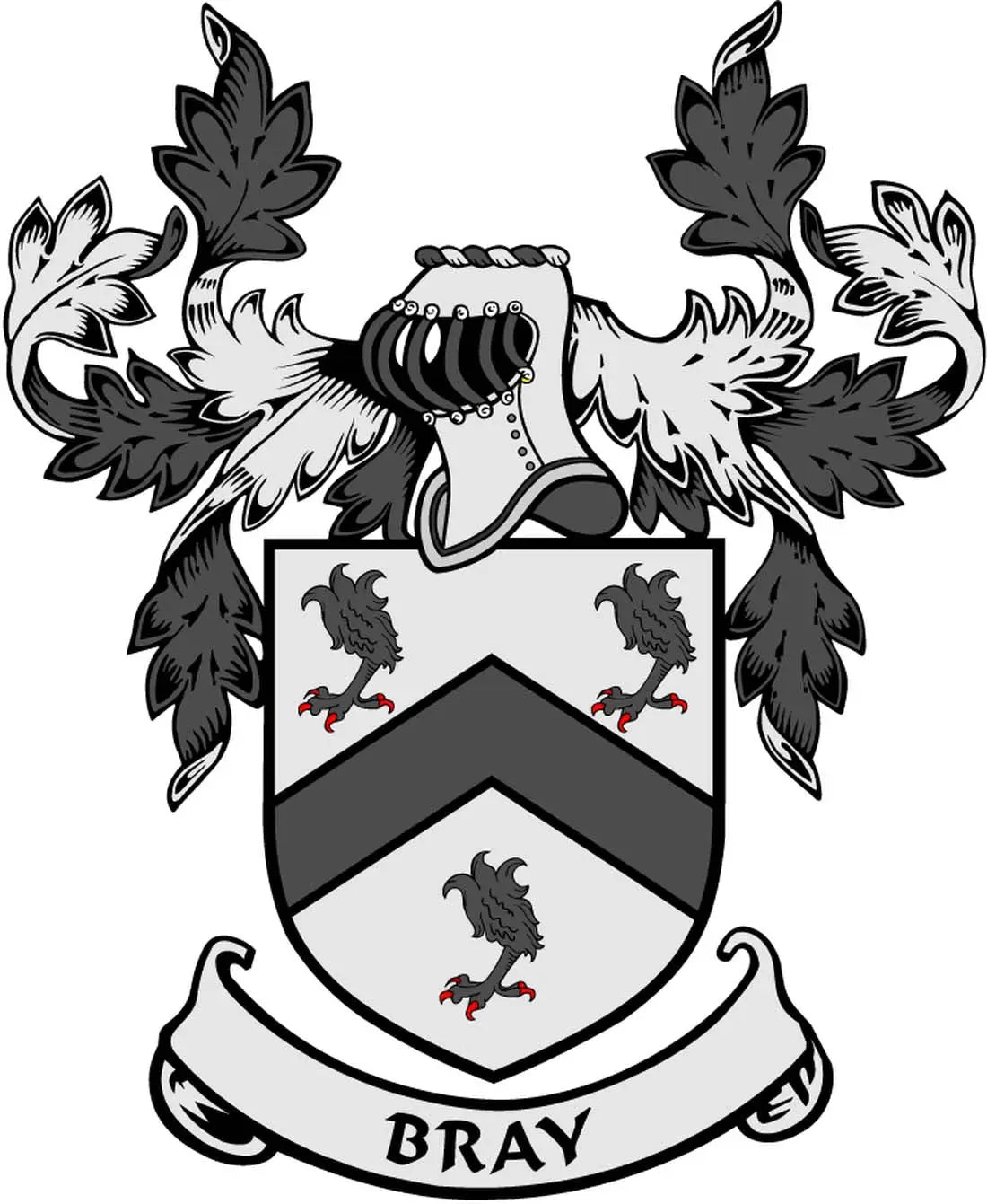 Family crest coat of arms magnet with BRAY banner and shield eagle details