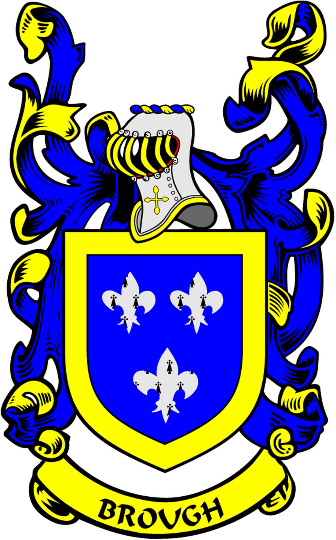 Brough Family Crest 3" Coat of Arms Pinback