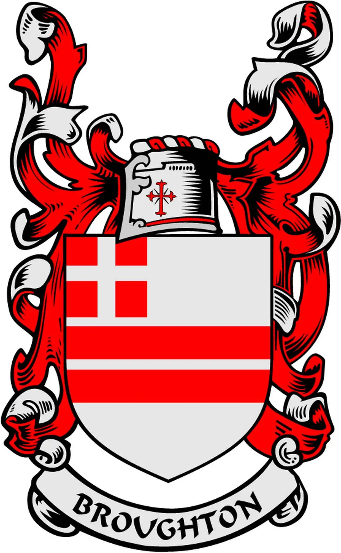 Broughton family crest coat-of-arms magnet with red lions and shield