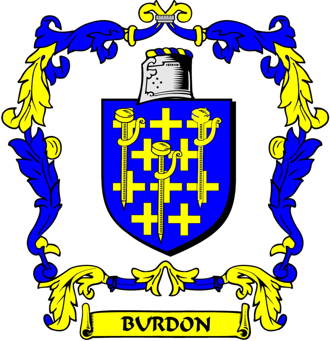 Imán redondo de 3" con el escudo de armas de la familia Burdon
