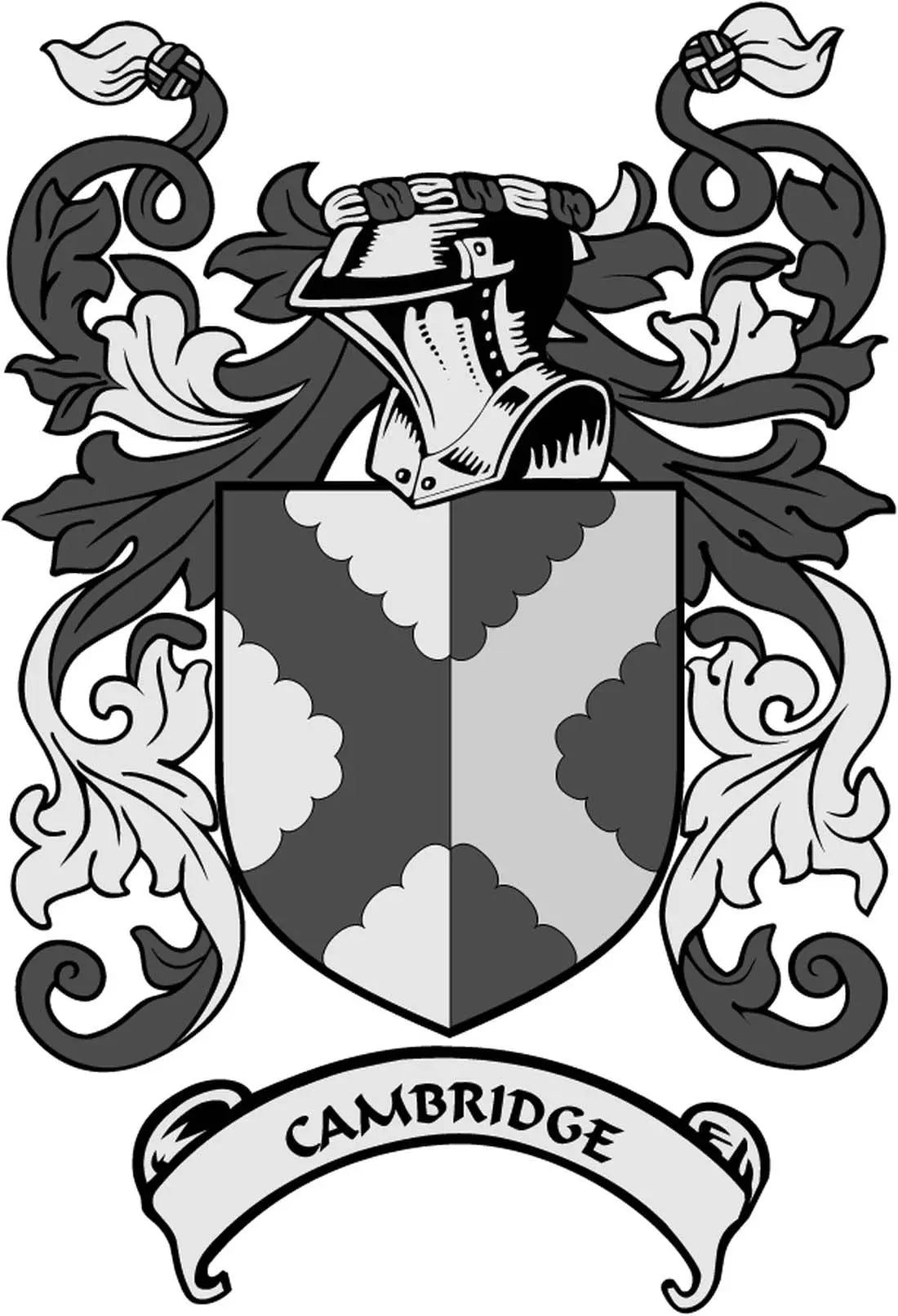 3-inch family crest coat-of-arms magnet with Cambridge ribbon and shield