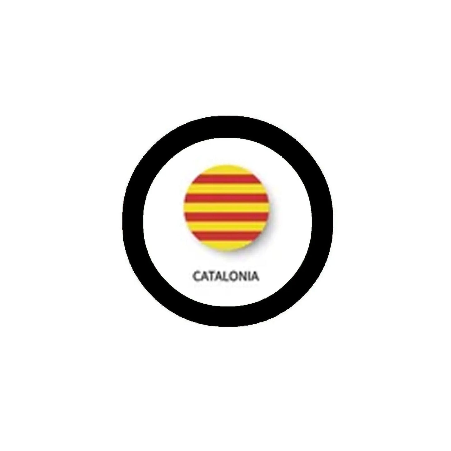 Catalonia 2.25-inch pinback button with black ring and striped flag design