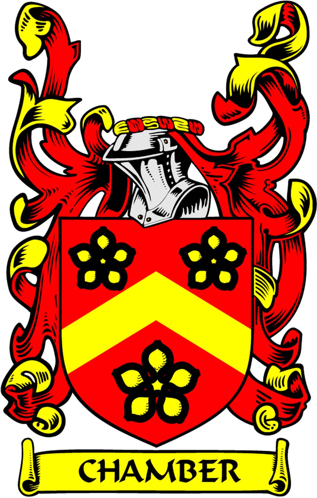 Chamber Family Crest 3" Coat of Arms Pinback