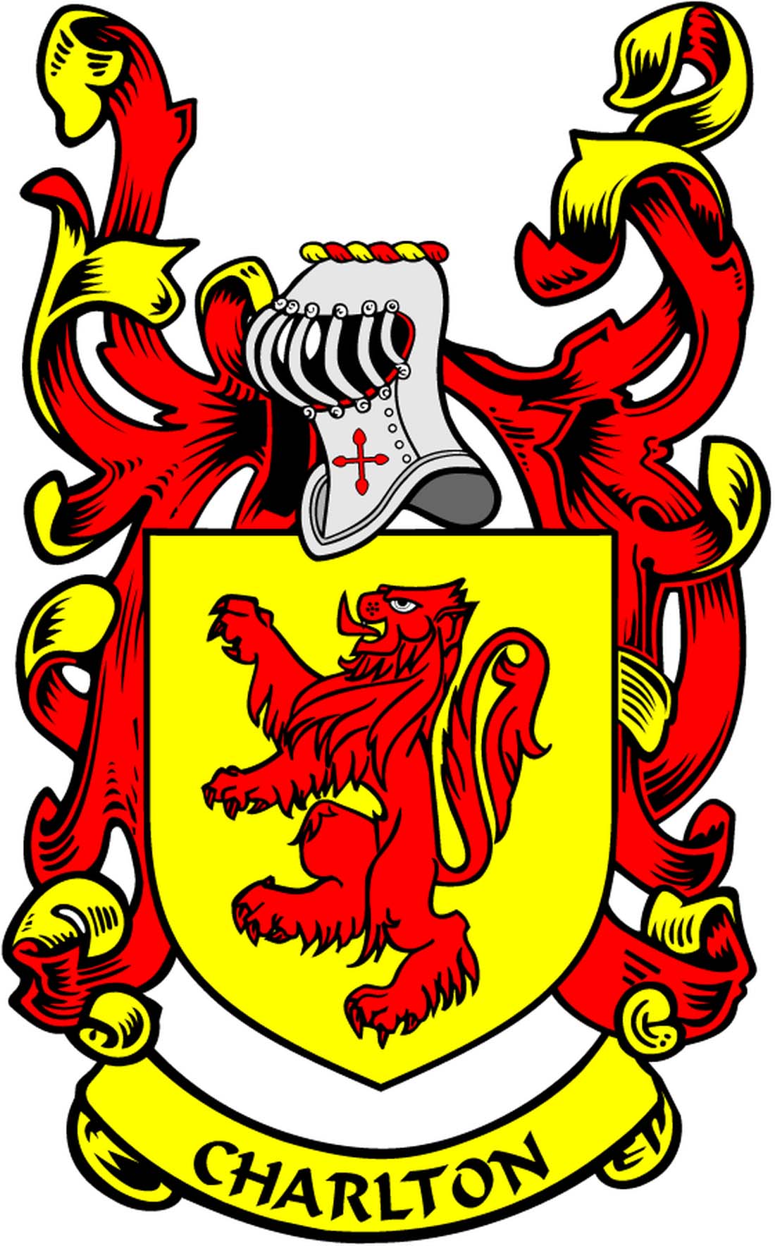 Charlton Family Crest 3" Coat of Arms Pinback