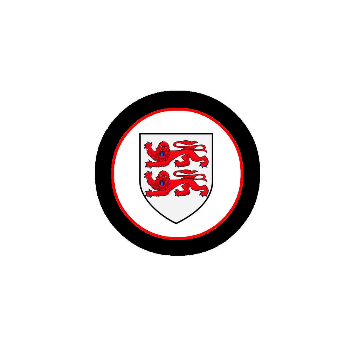 Circular coat of arms magnet with red lion crest in white shield