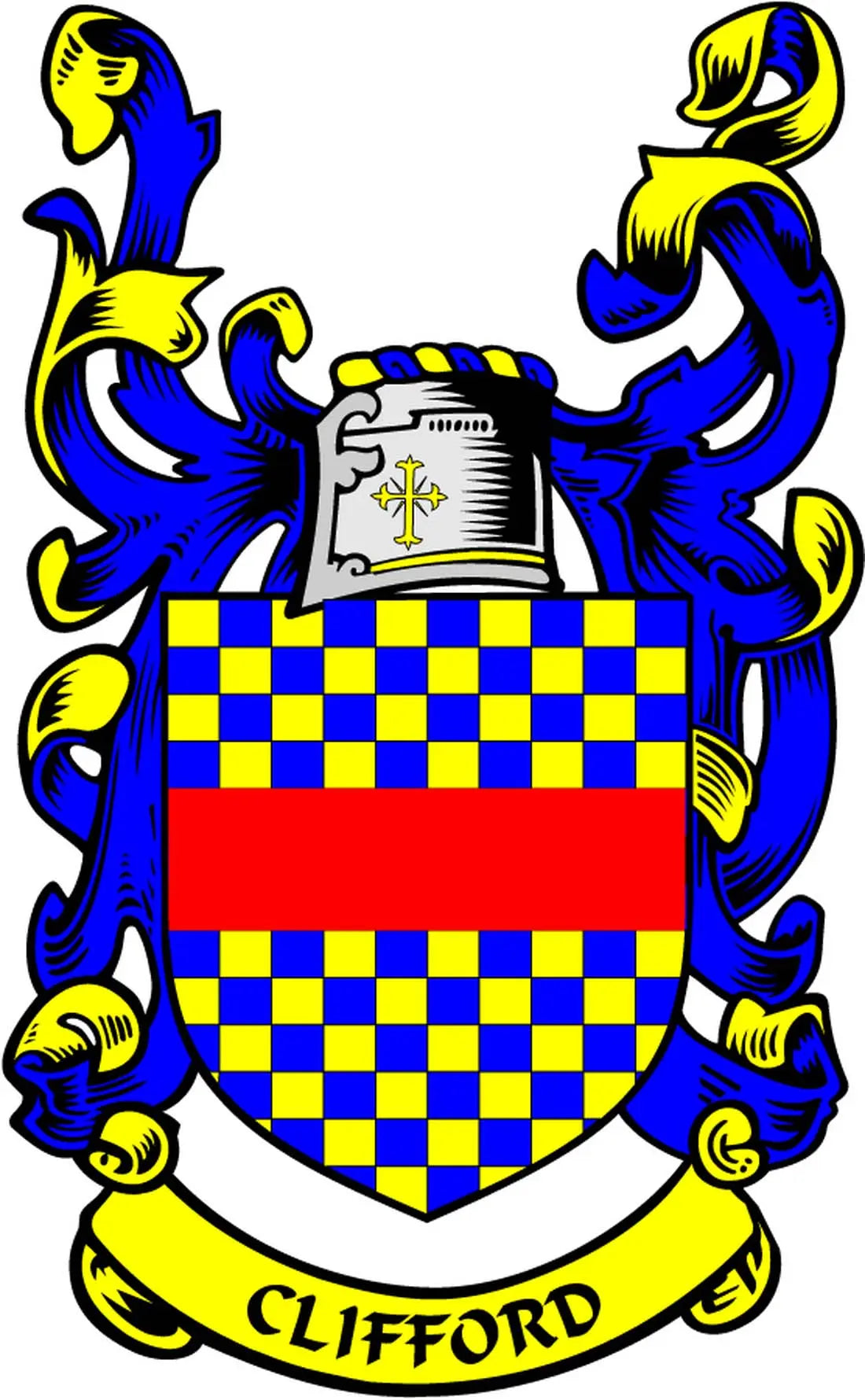 Clifford family crest coat of arms magnet with shield and banner lettering