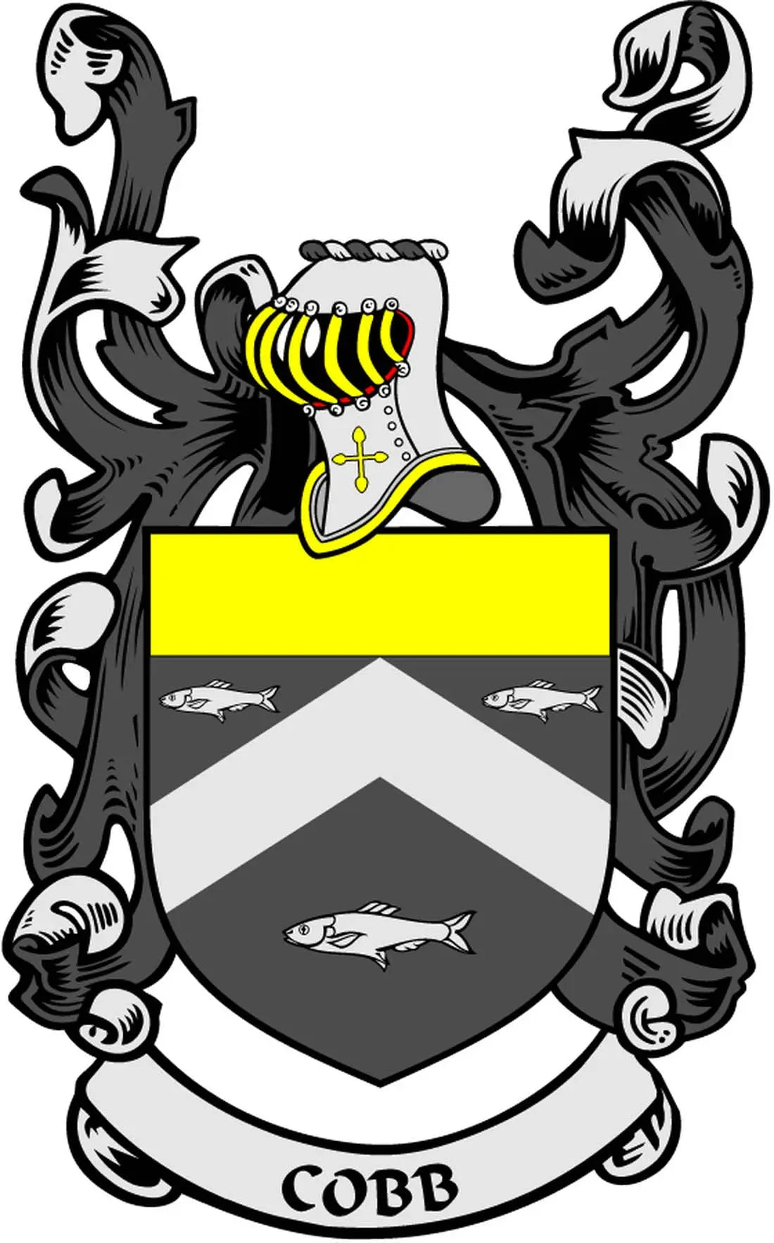 Cobb family crest coat of arms magnet with shield, ribbon, and COBB text
