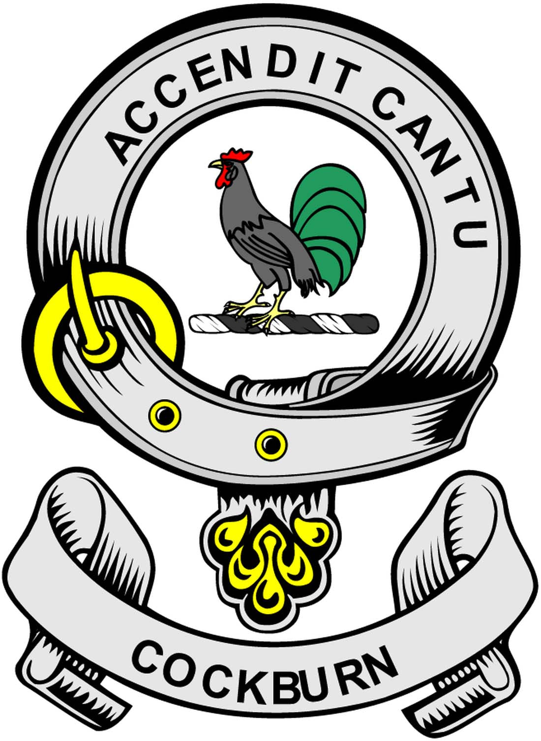 Cockburn Family Crest 3" Coat of Arms Pinback