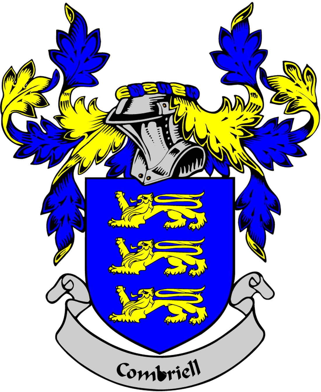 Combreil Family Crest 3" Coat of Arms Pinback