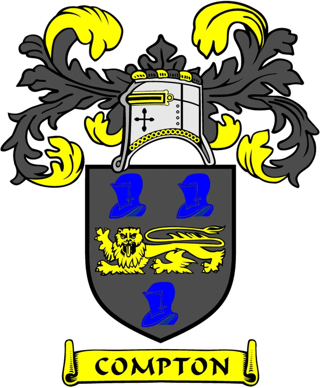 3-inch Compton family crest coat of arms magnet with shield and “COMPTON” banner