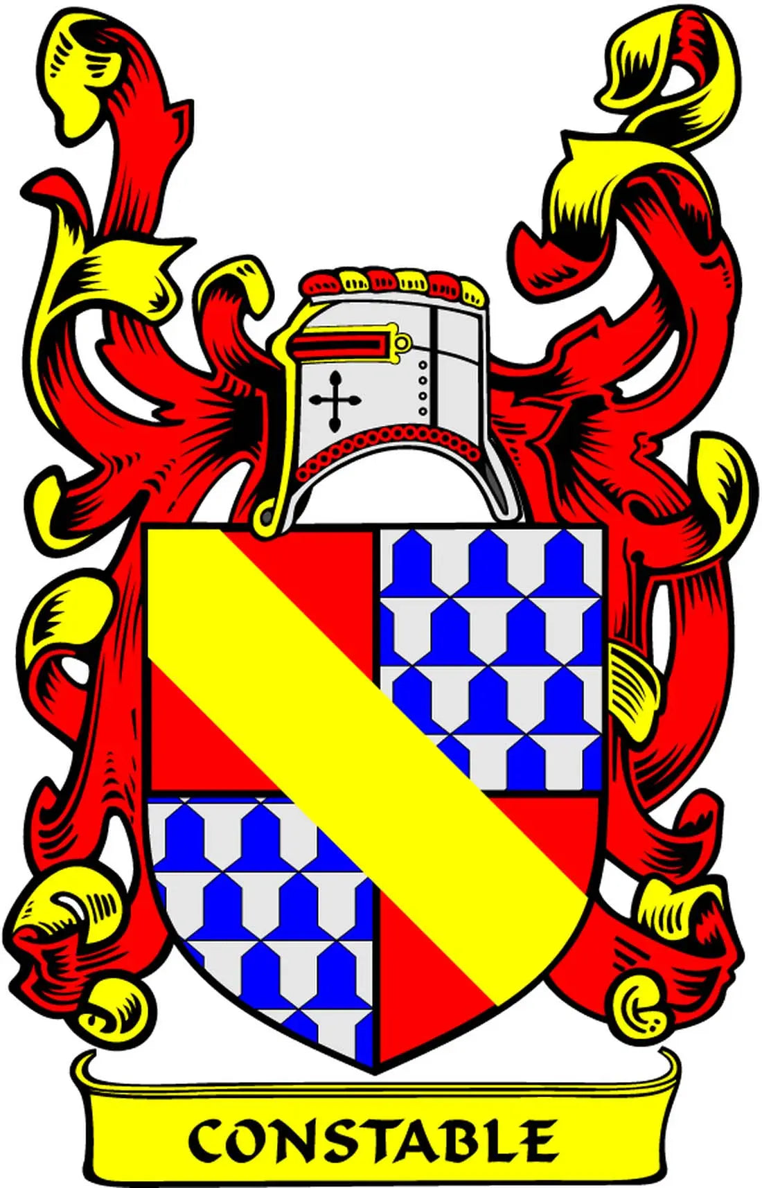 Constable family crest coat of arms magnet with red lions, shield, and “CONSTABLE”