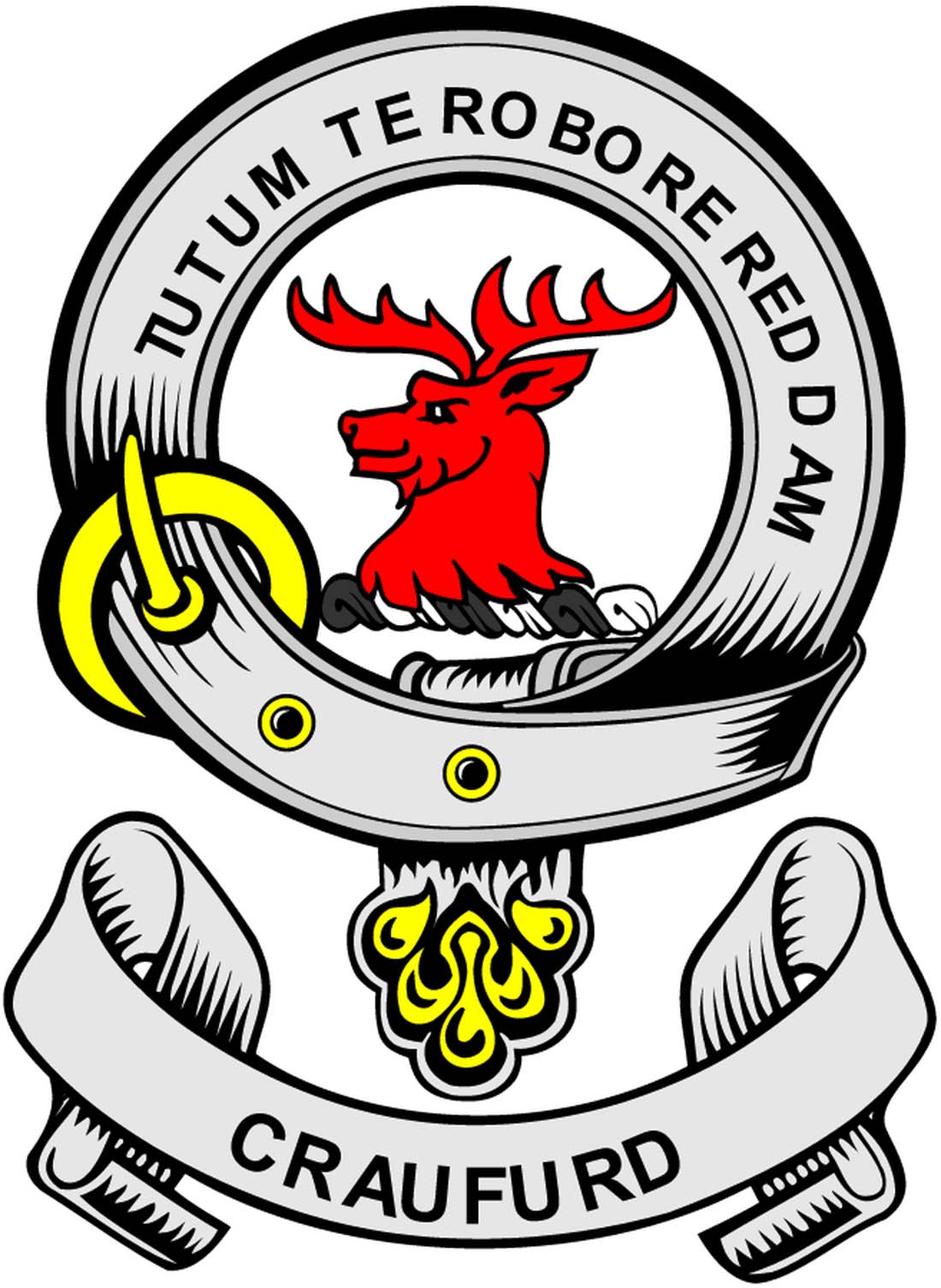 Crauford Family Crest 3" Coat of Arms Round Magnet