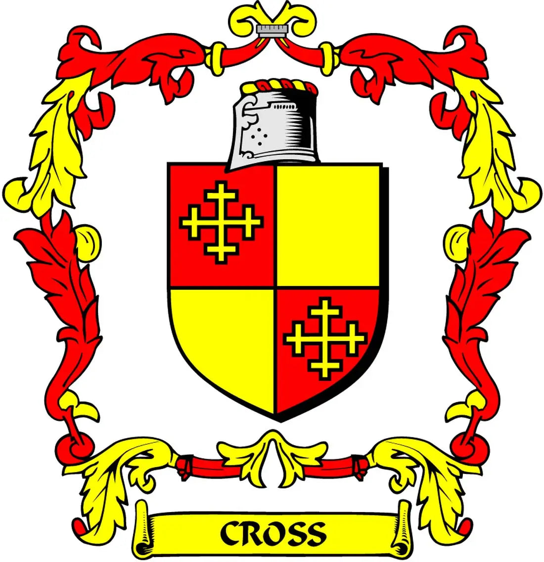 Coat arms magnet: yellow-and-red shield with red cross and 'CROSS' banner
