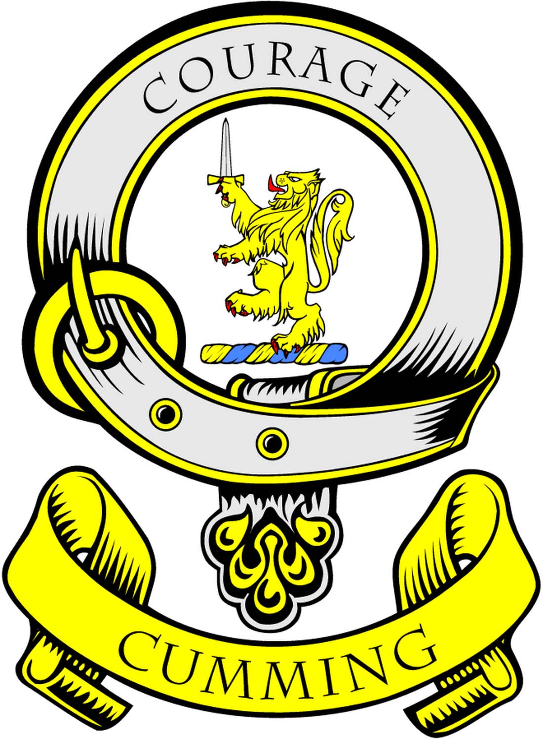 Cumming Family Crest 3" Coat of Arms Pinback