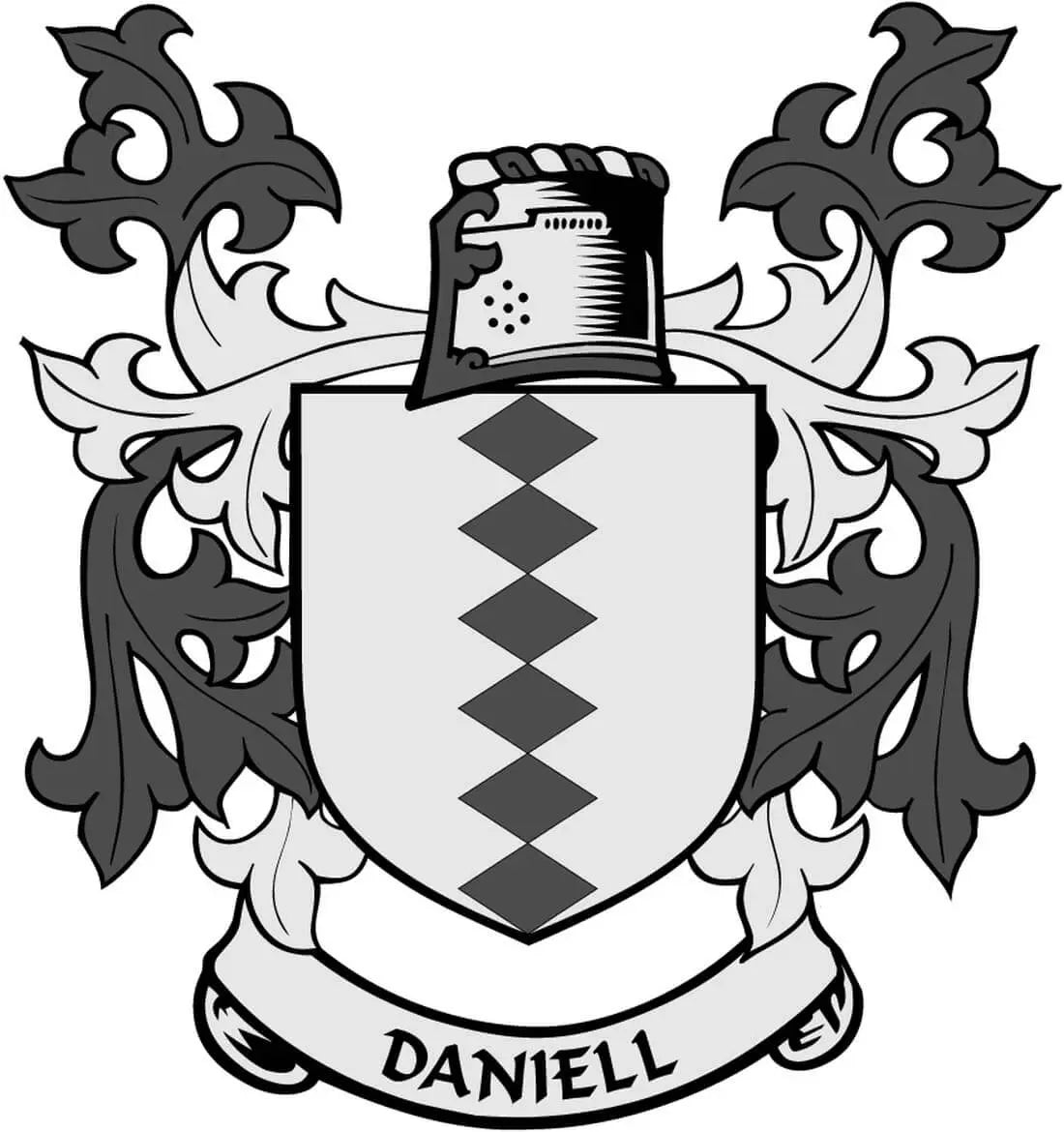 Family crest coat of arms magnet with shield, helmet, and fleur-de-lis, black and gray