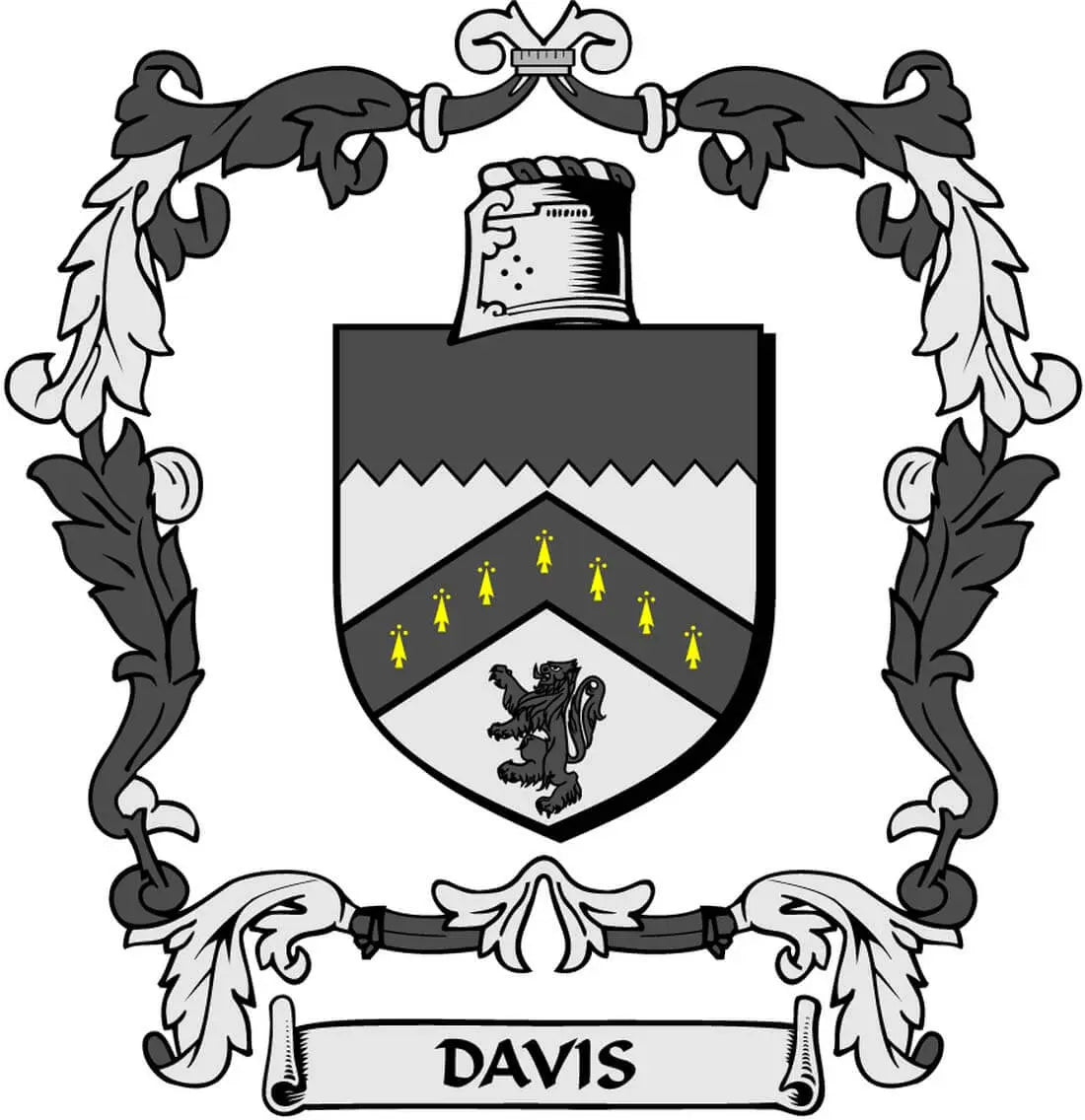 Davis family crest coat arms magnet with shield, lion, and “DAVIS” ribbon