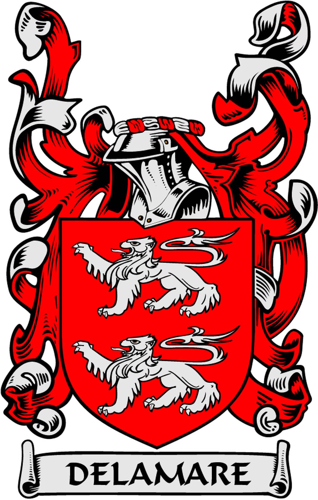 Delamare Family Crest 3" Coat of Arms Round Magnet