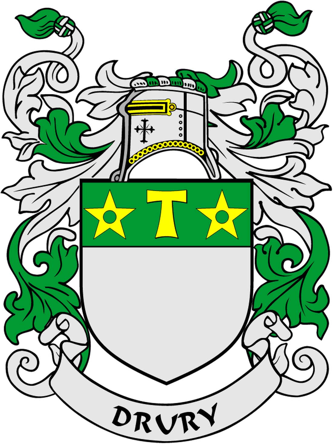 Drury Family Crest 3" Coat of Arms Round Magnet