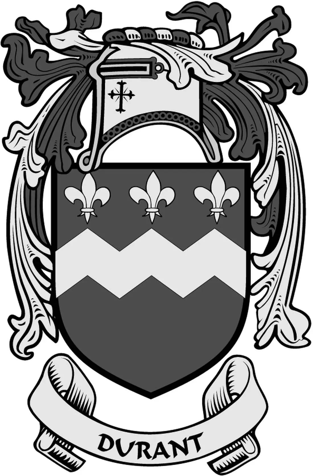 Durant family crest coat of arms magnet with shield and crown, 3-inch