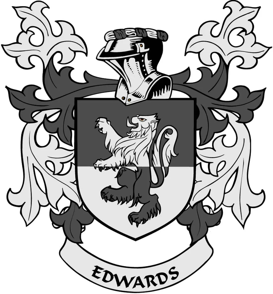 Family crest coat arms magnet with shield design and 'EDWARDS' banner, 3-inch