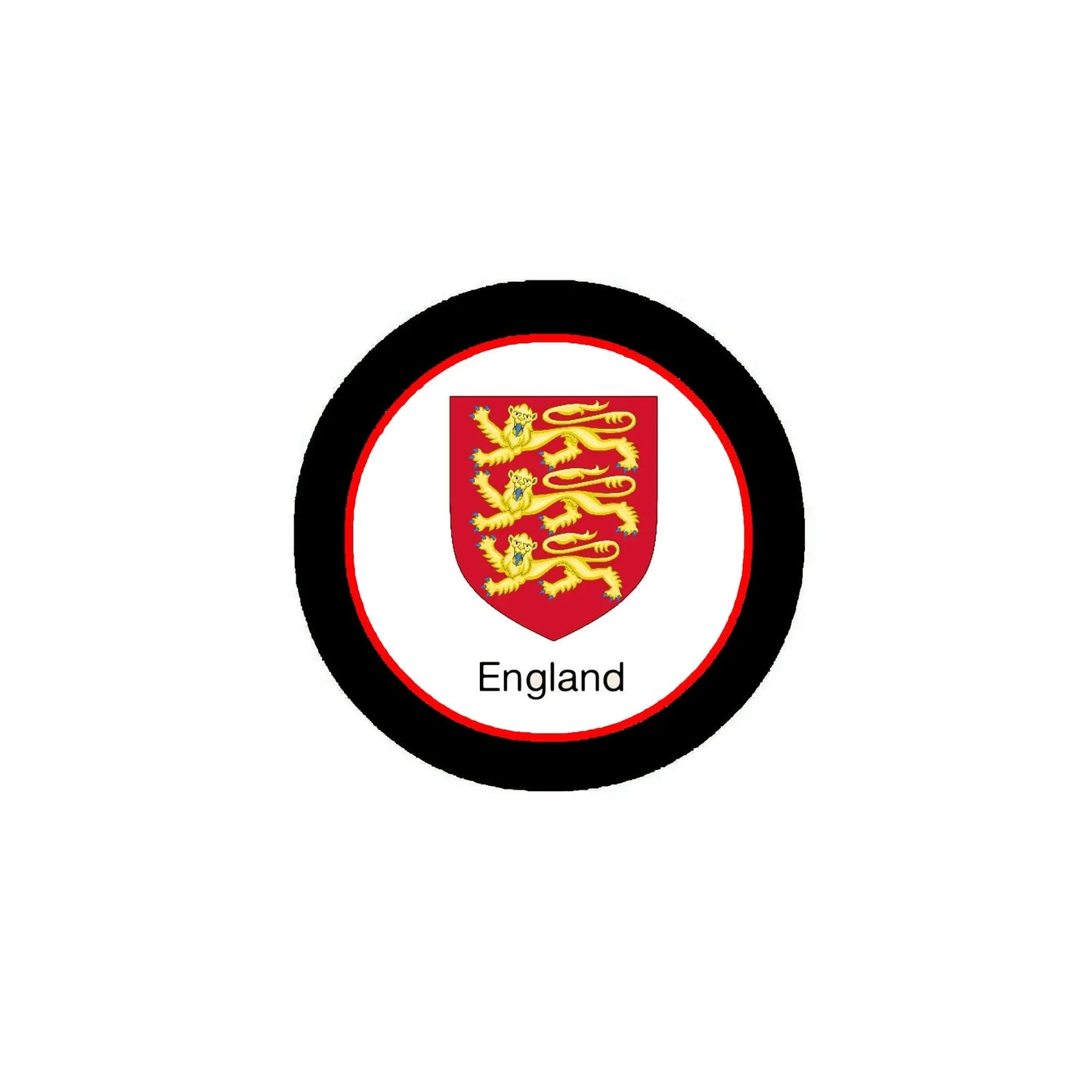 England flag bottle opener keychain with round black frame and red crest shield