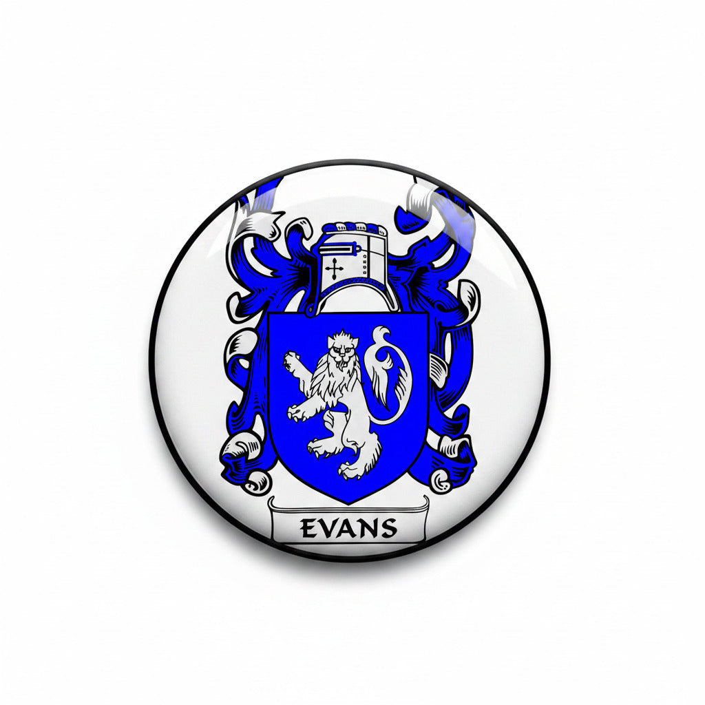 Evans Family Crest 3-inch Coat of Arms Round Magnet