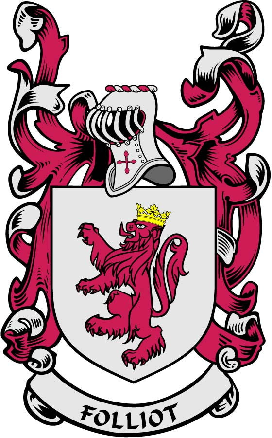 Folliot Family Crest 3" Coat of Arms Round Magnet