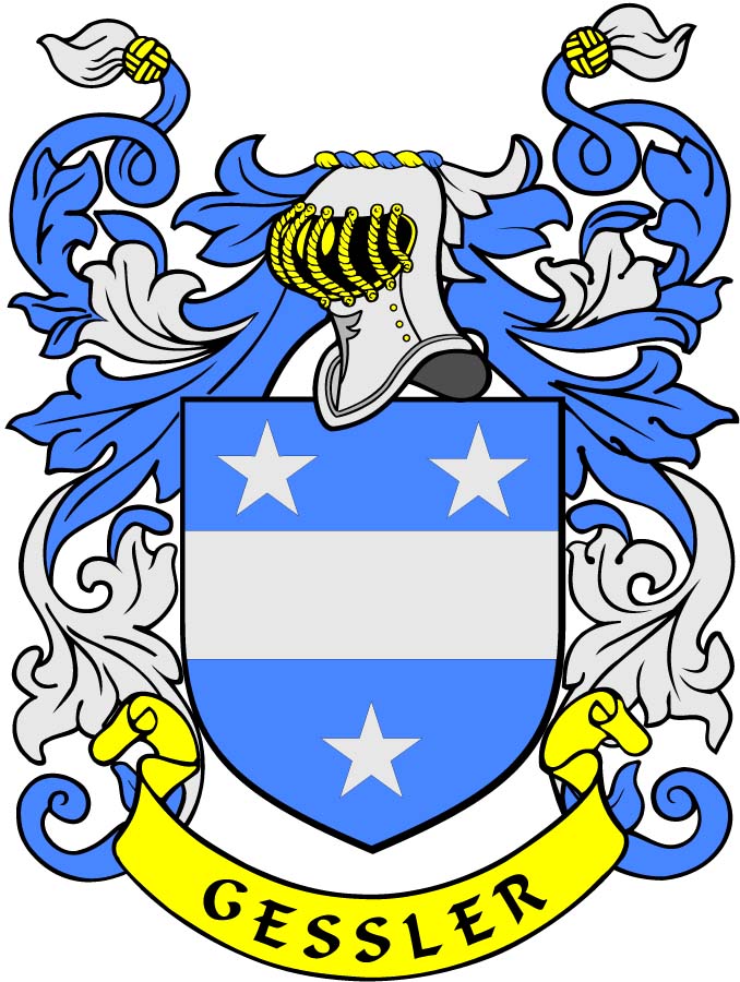 Gessler Family Crest 3" Coat of Arms Round Magnet