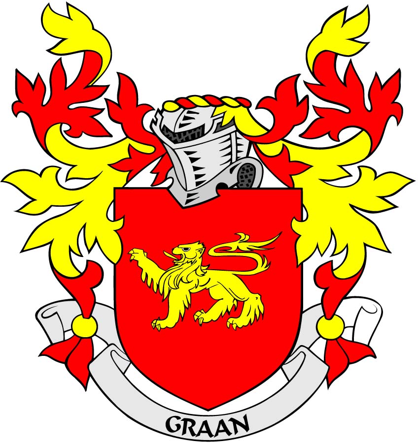 Graan Family Crest 3" Coat of Arms Pinback
