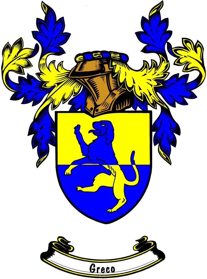 Greco Family Crest 3" Coat of Arms Pinback