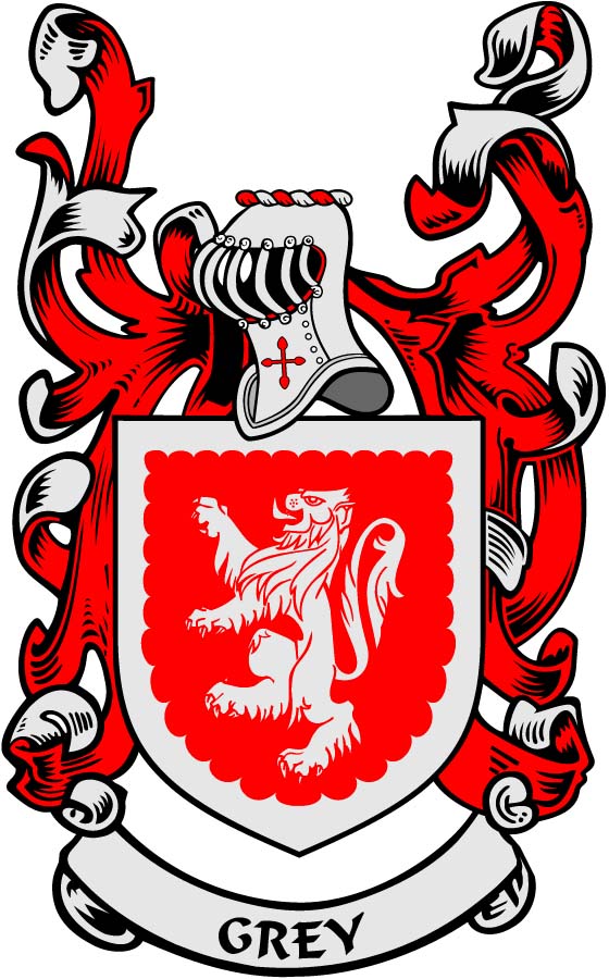 Grey Family Crest 3" Coat of Arms Pinback