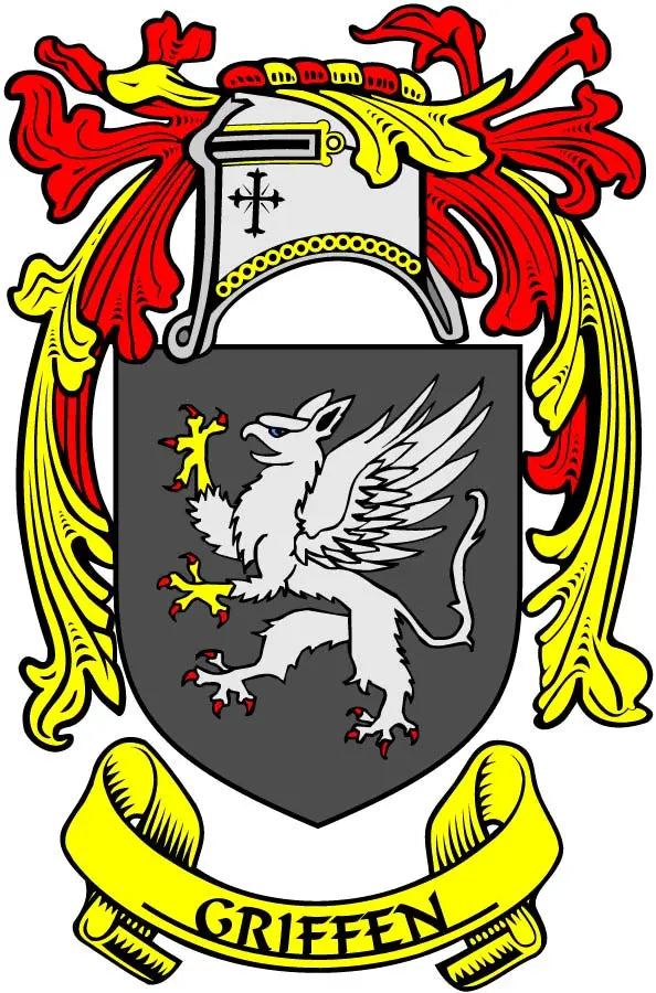Family crest coat-of-arms magnet with shield griffin and banner 'GRIFFEN'
