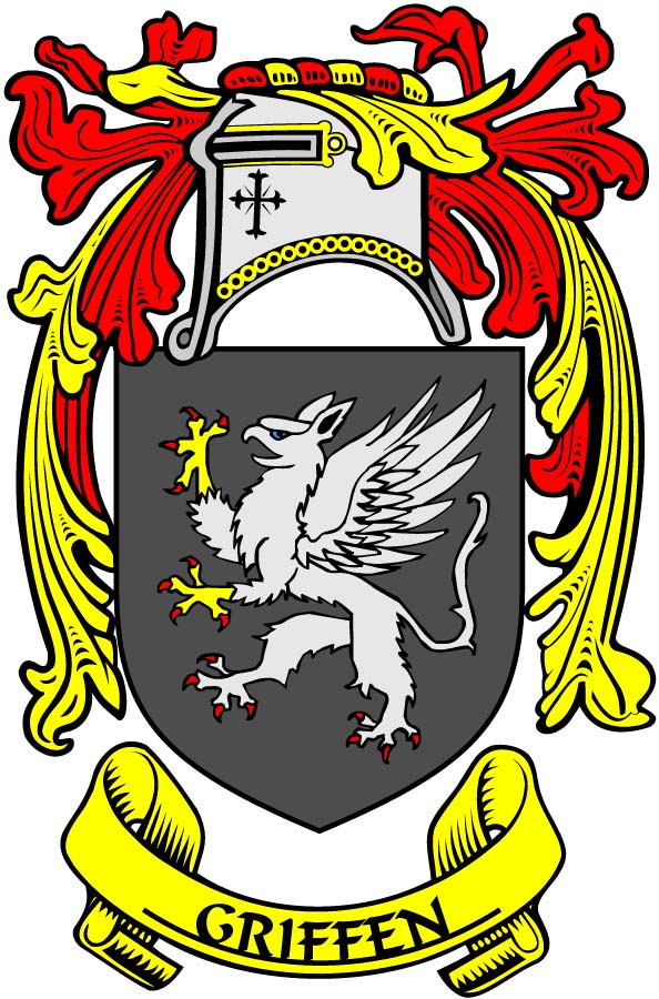 Griffen Family Crest 3" Coat of Arms Pinback
