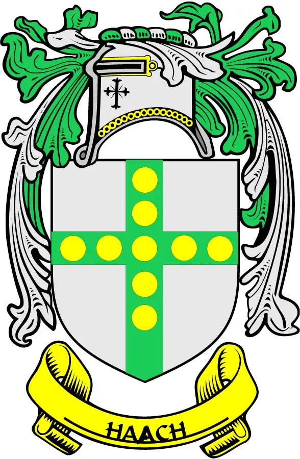 3-inch coat of arms magnet: green shield with gold cross and yellow scroll