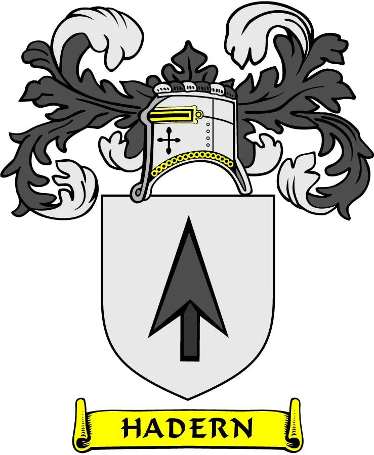 Hadern family crest coat of arms magnet with shield, crown, and HADERN banner