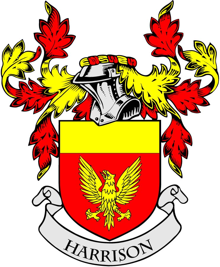 Harrison Family Crest 3" Coat of Arms Pinback