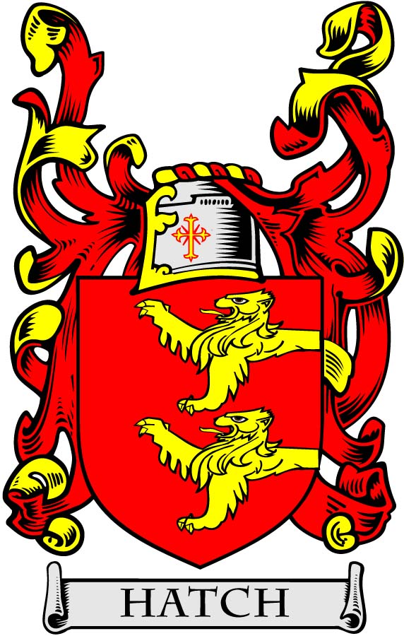 Hatch Family Crest 3" Coat of Arms Pinback