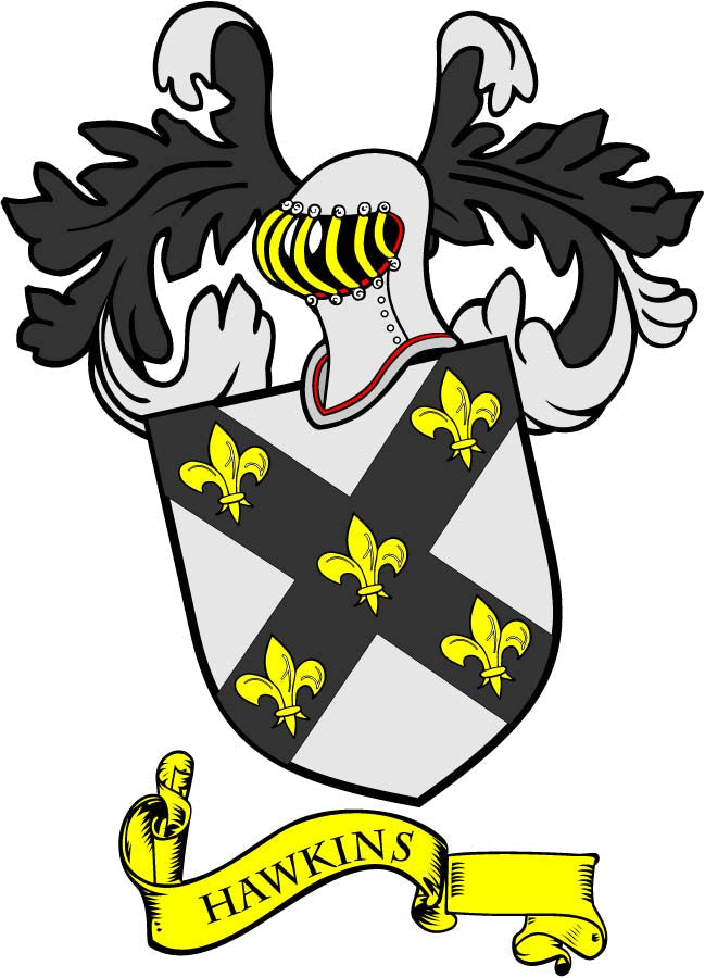 Hawkins Family Crest 3" Coat of Arms Round Magnet