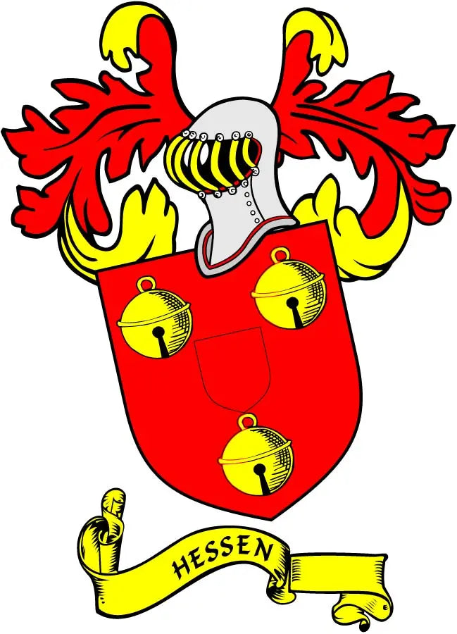 3-inch Hessen coat of arms magnet with red shield, yellow lions, and banner