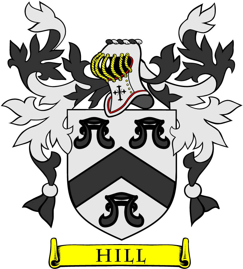 Hill Family Crest 3" Coat of Arms Pinback
