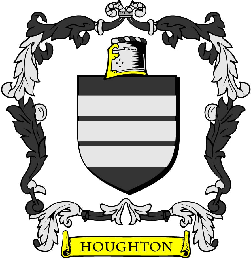 Houghton Family Crest 3" Coat of Arms Pinback