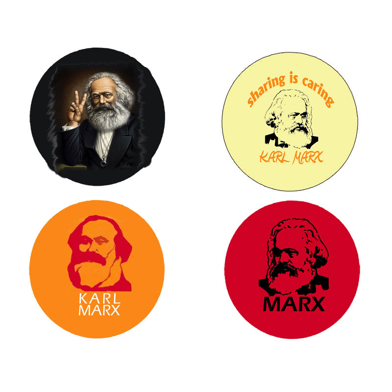 Karl Marx 4 Pcs Pinback 1.25"