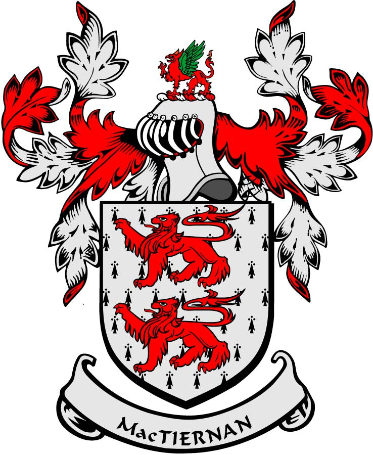 MacTiernan Family Crest 3" Coat of Arms Pinback