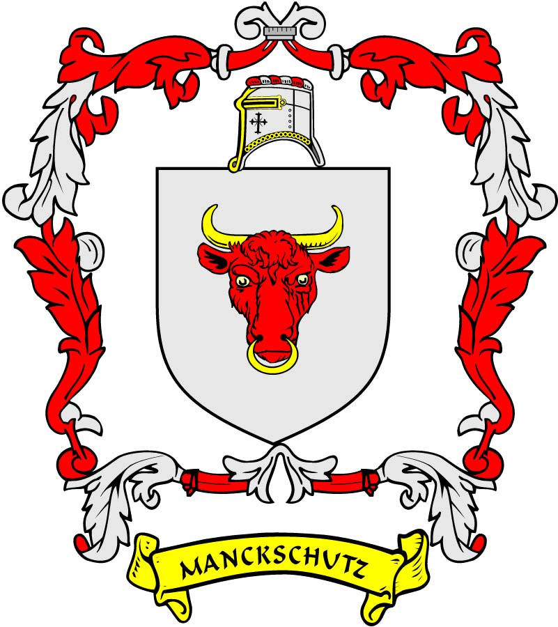 Manckschutz Family Crest 3" Coat of Arms Pinback