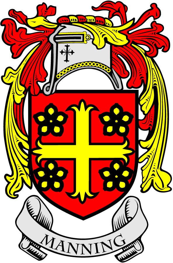 Manning Family Crest 3" Coat of Arms Pinback